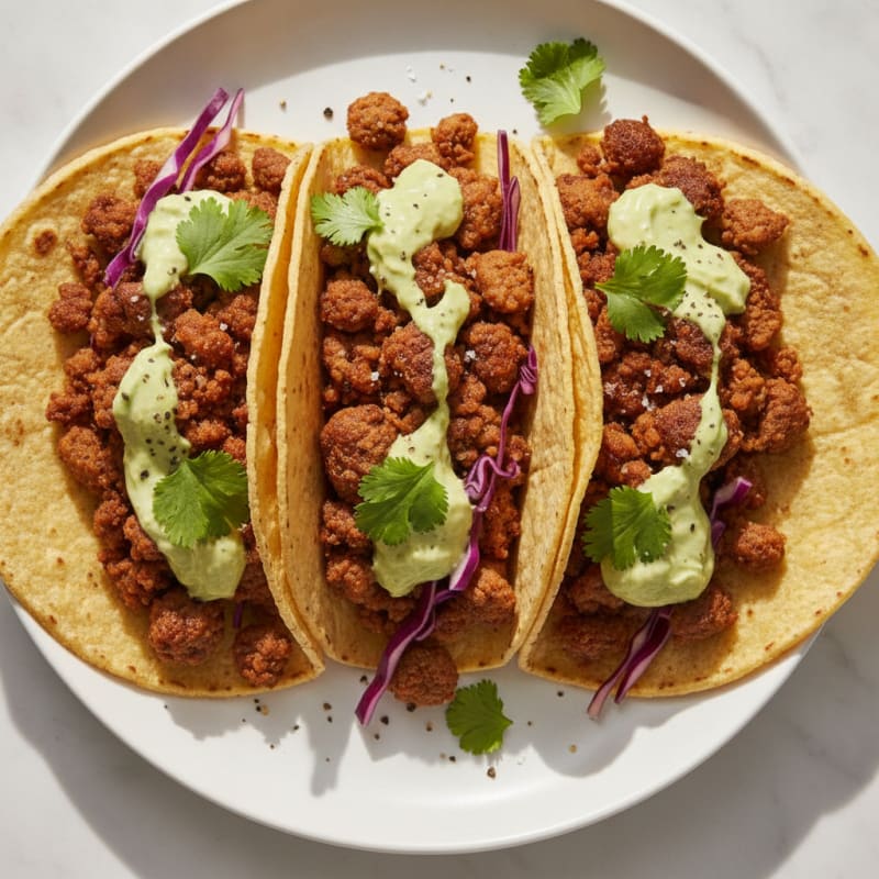 Beyond Meat Tacos with Avocado Crema