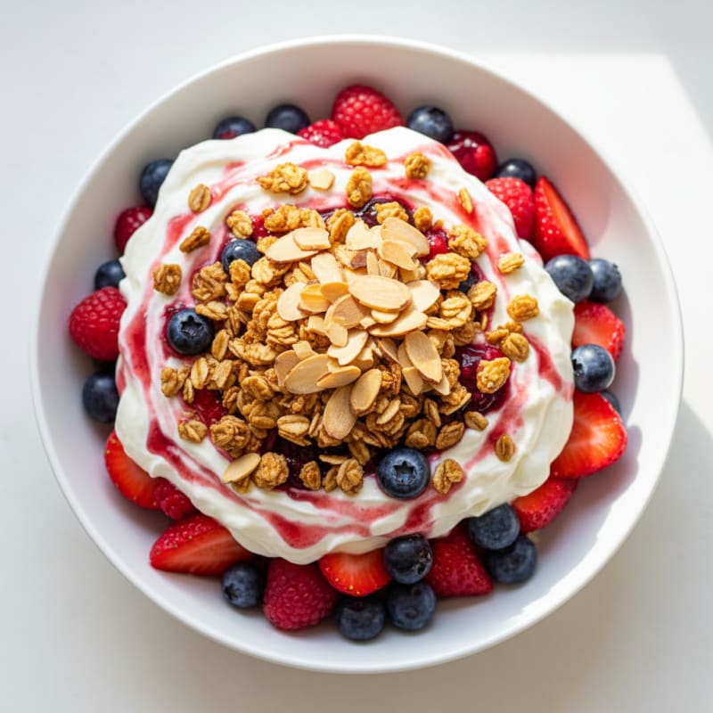 Silky Vanilla Greek Yogurt Protein Parfait with Mixed Berries