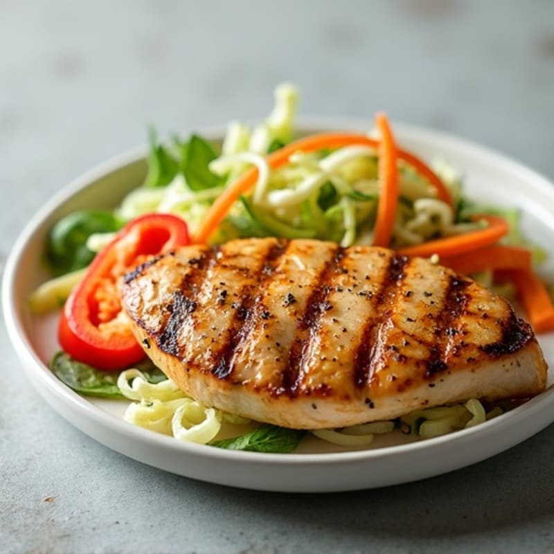 Grilled Chicken Breast with Crunchy Cabbage Slaw