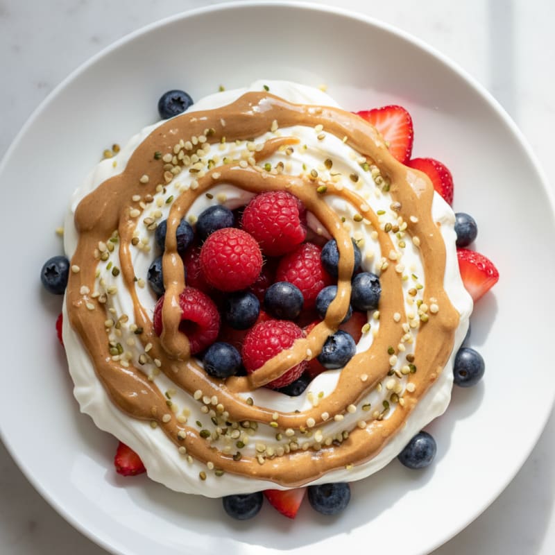 Greek Yogurt Protein Parfait with Almond Butter and Berries