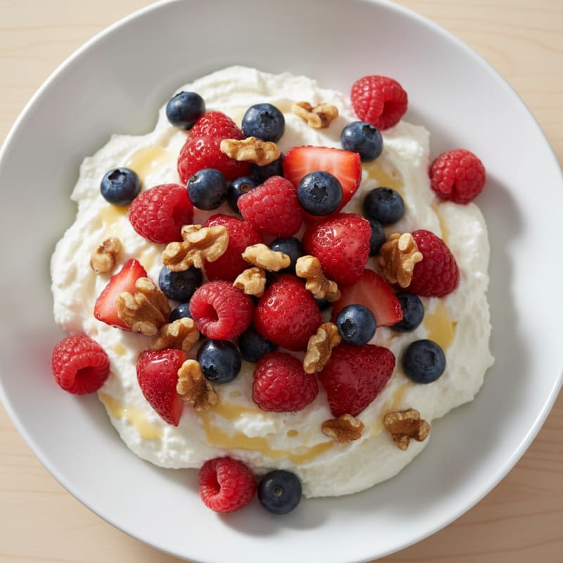 Creamy Greek Yogurt Protein Mousse with Mixed Berries