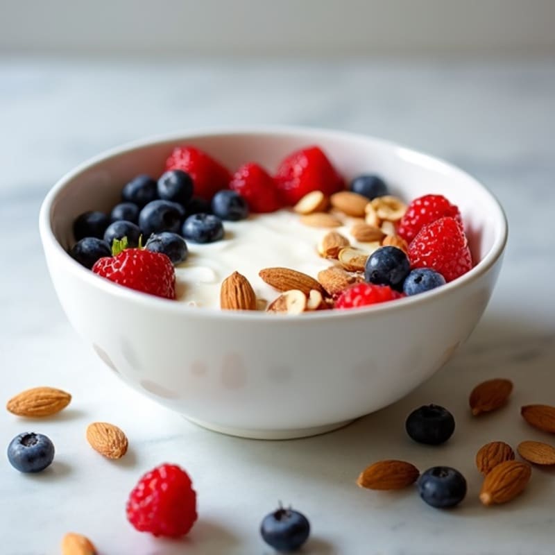 Creamy Greek Yogurt Protein Bowl with Mixed Berries and Almonds