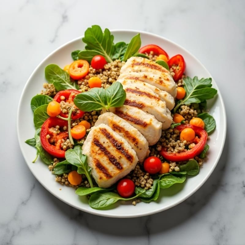 Grilled Chicken and Quinoa Salad with Crunchy Vegetables