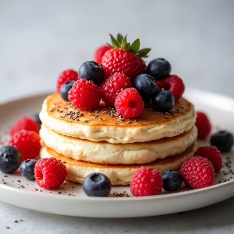 High-Protein Fluffy Skyr Pancakes with Fresh Berries