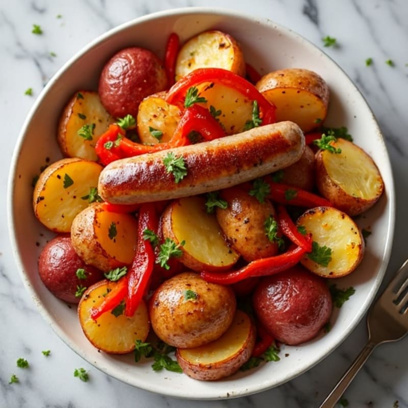 Sheet Pan Italian Sausage and Roasted Potato Bake