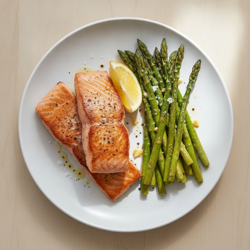 Pan-Seared Salmon with Roasted Asparagus