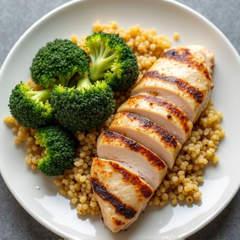 Grilled Turkey Breast with Quinoa and Roasted Broccoli
