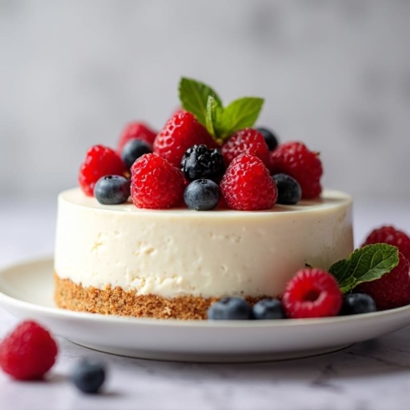 Greek Yogurt Protein Cheesecake with Fresh Berries