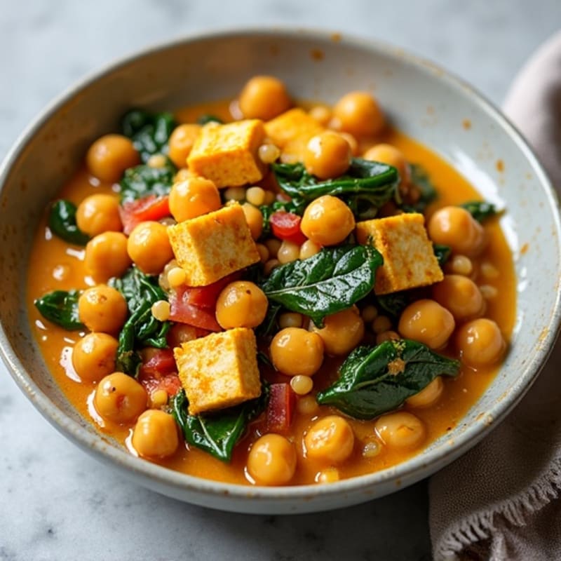 Healthy Creamy Chickpea and Spinach Curry