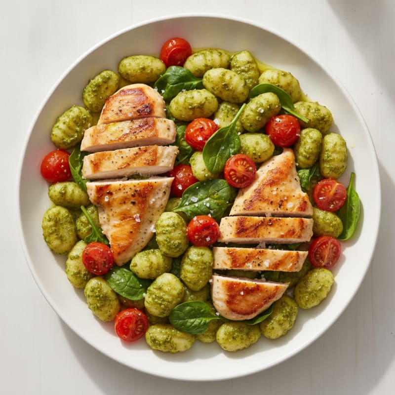 High-Protein Pesto Gnocchi with Seared Chicken