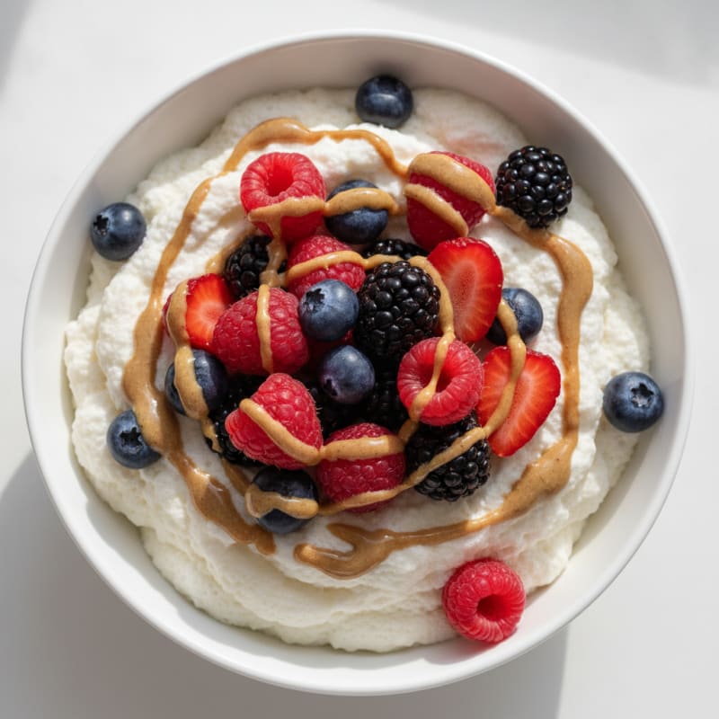Silky Greek Yogurt Protein Mousse with Mixed Berries