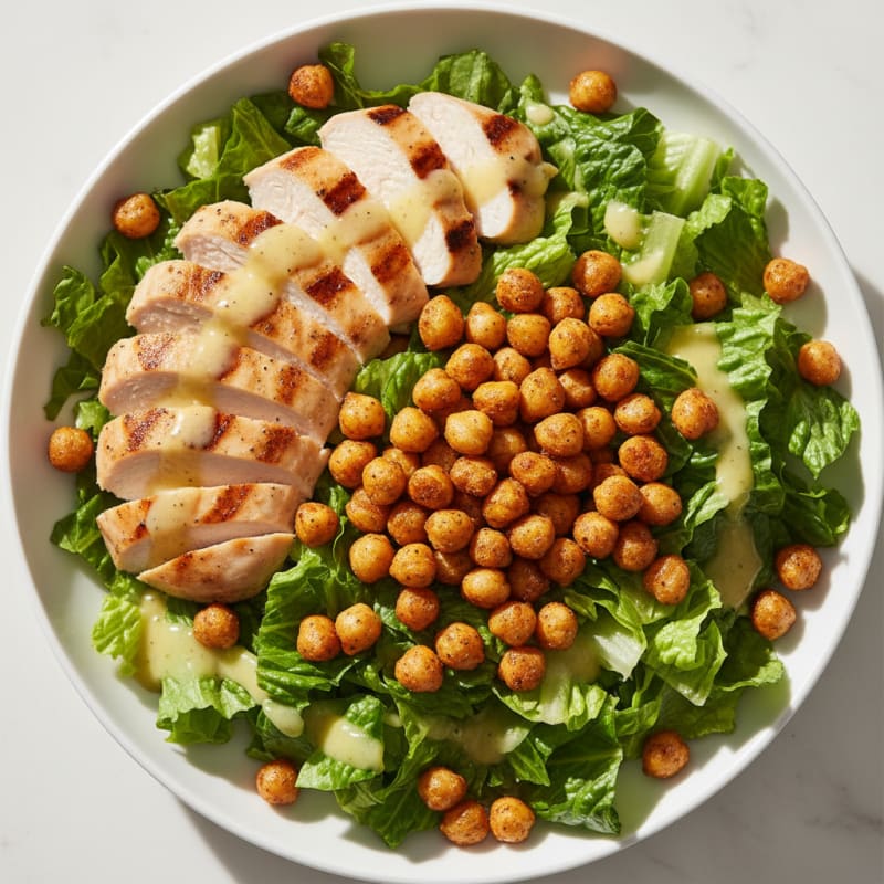 Grilled Chicken Breast with Crisp Romaine and Roasted Chickpeas