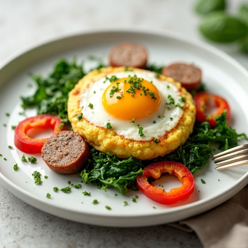 Egg White Spinach Scramble with Turkey Sausage