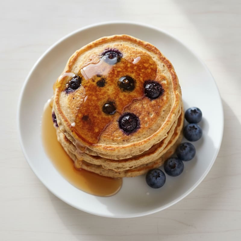 Blueberry Protein Pancakes with Maple Syrup