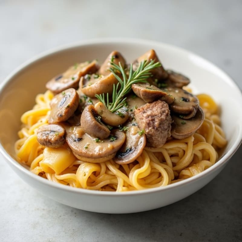 Creamy Lean Beef Stroganoff with Sautéed Mushrooms
