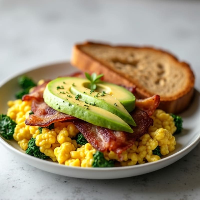 Egg White Scramble with Spinach and Turkey Bacon