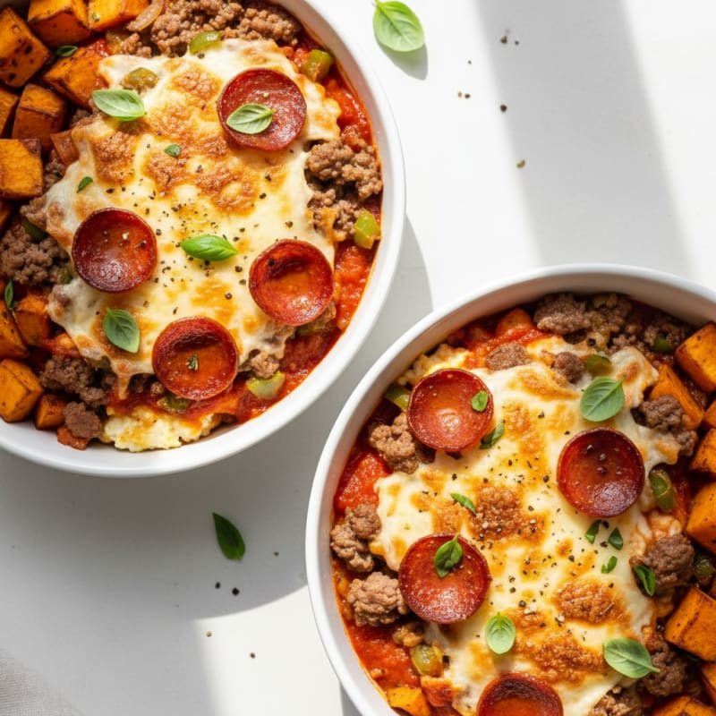 Savory Turkey Pepperoni Pizza Bowls