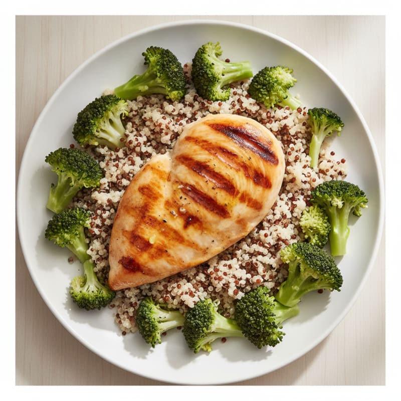 Grilled Chicken Breast with Quinoa and Steamed Broccoli