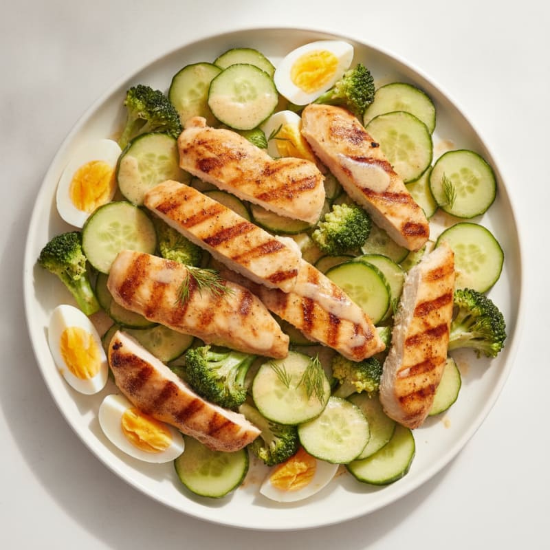 Grilled Chicken Cucumber Salad with Creamy Milk Dressing