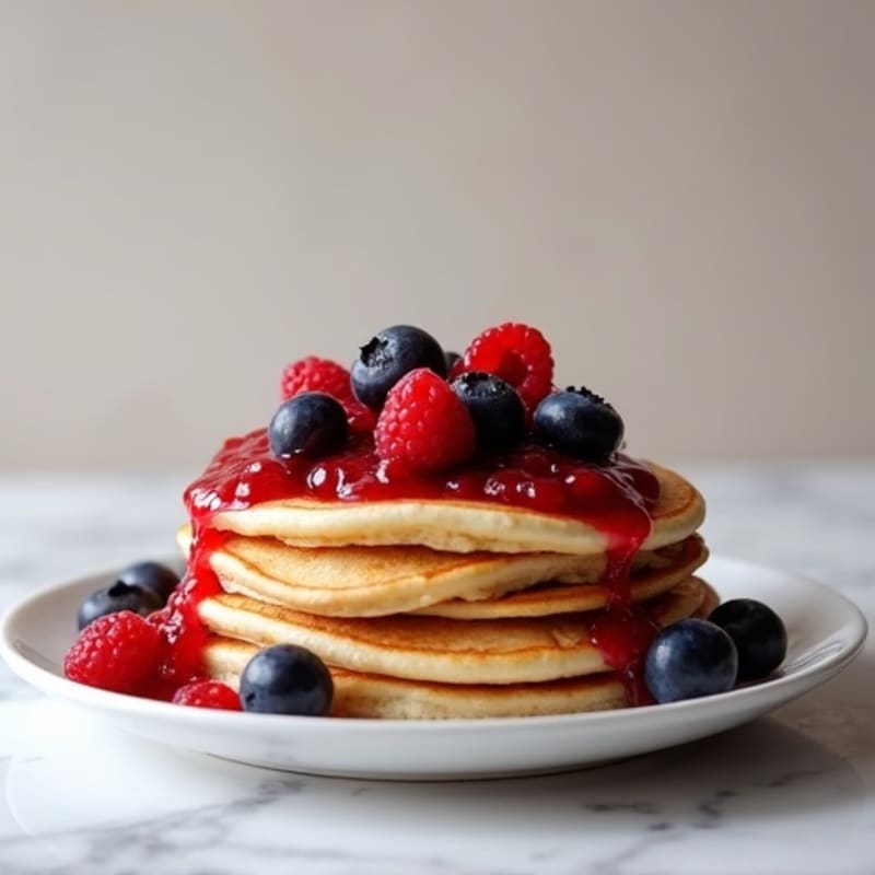 Fluffy Protein Pancakes with Fresh Berry Compote