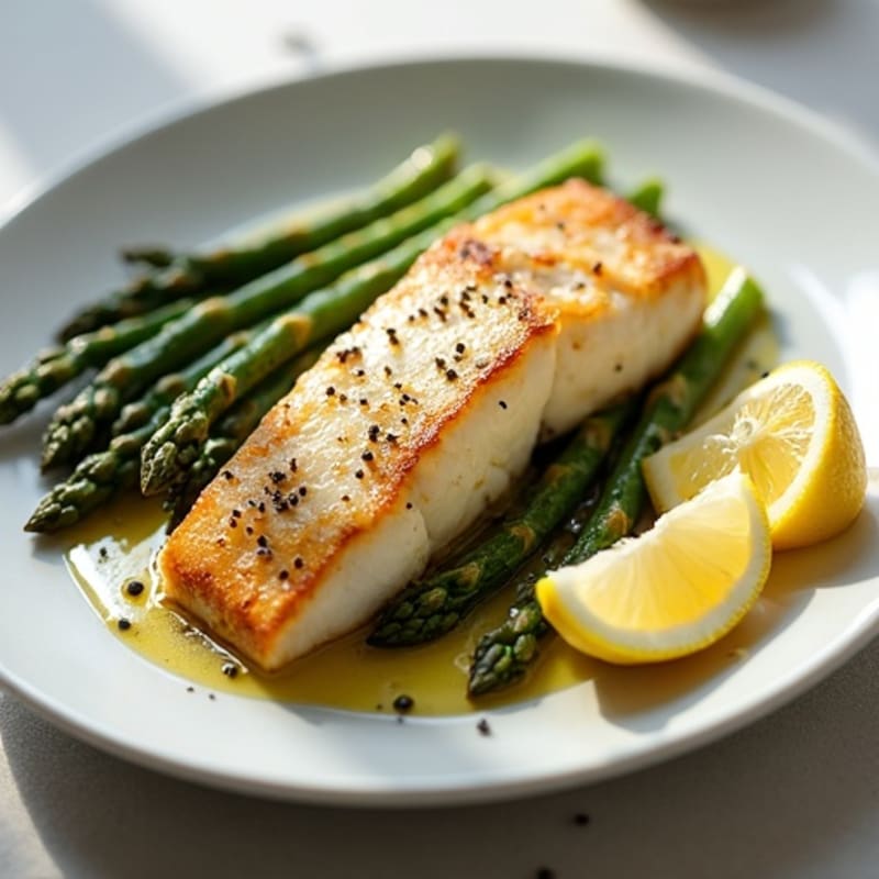 Seared Cod Fillet with Roasted Asparagus