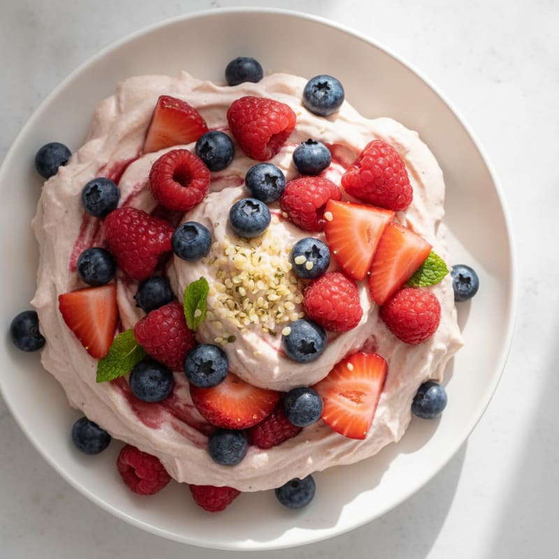 Greek Yogurt Protein Mousse with Mixed Berries