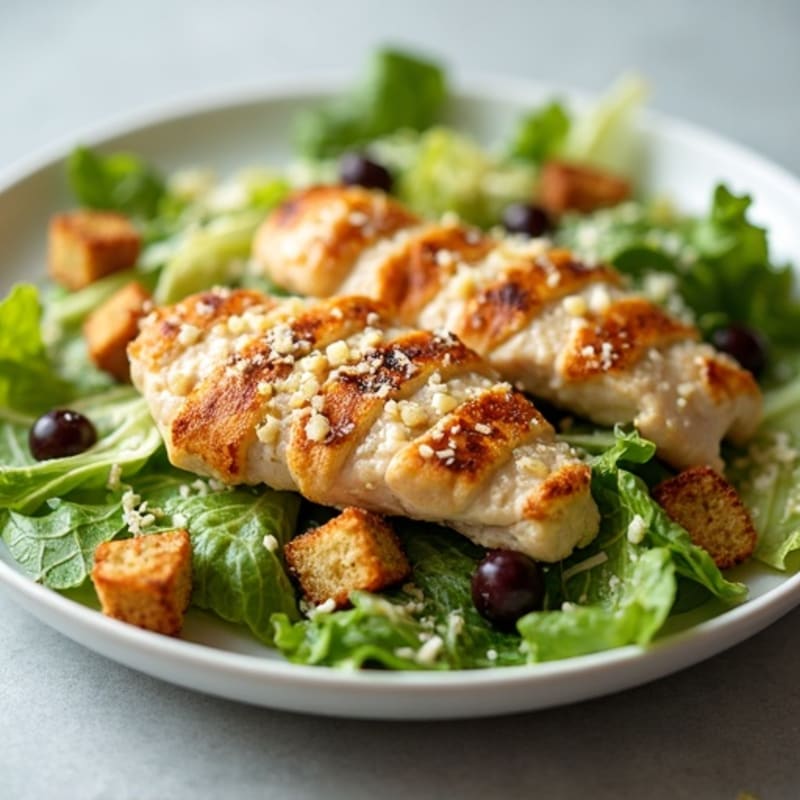 Grilled Chicken Caesar Salad with Crispy Romaine