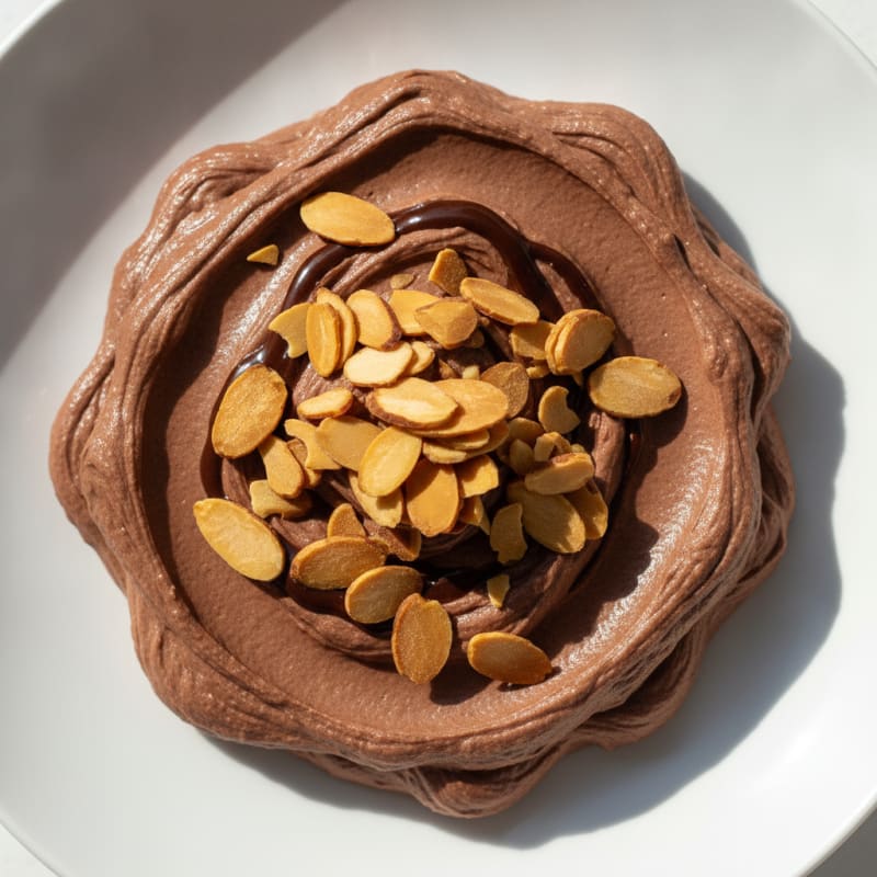 Silky Chocolate Protein Pudding with Sliced Almonds