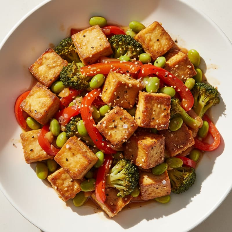 Sesame Tofu Stir-Fry with Mixed Vegetables