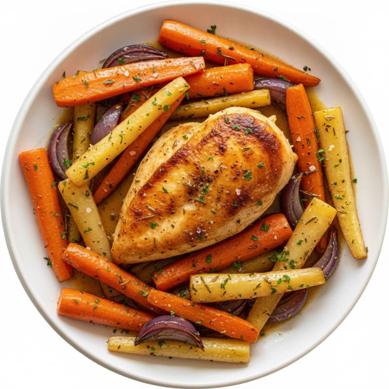 Garlic Herb Roasted Chicken with Root Vegetables
