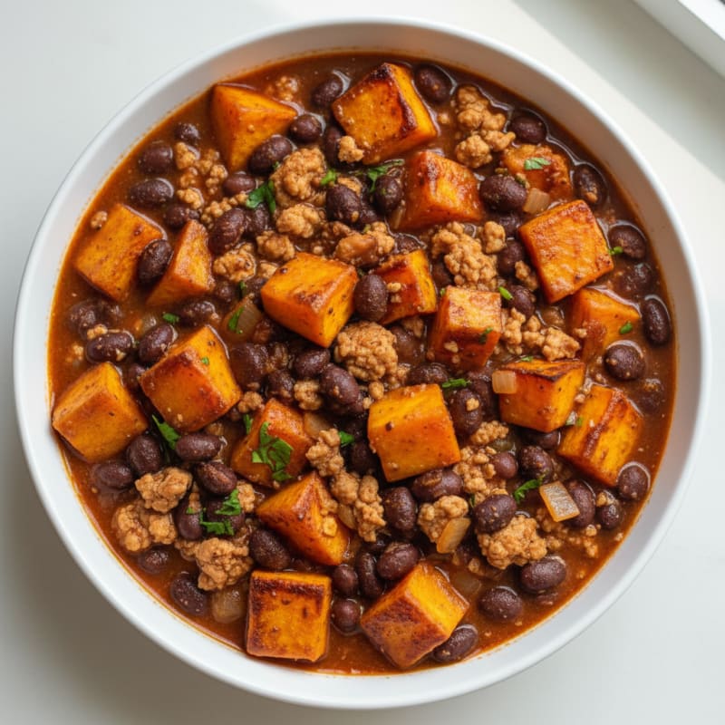 Caramelized Sweet Potato and Black Bean Chili