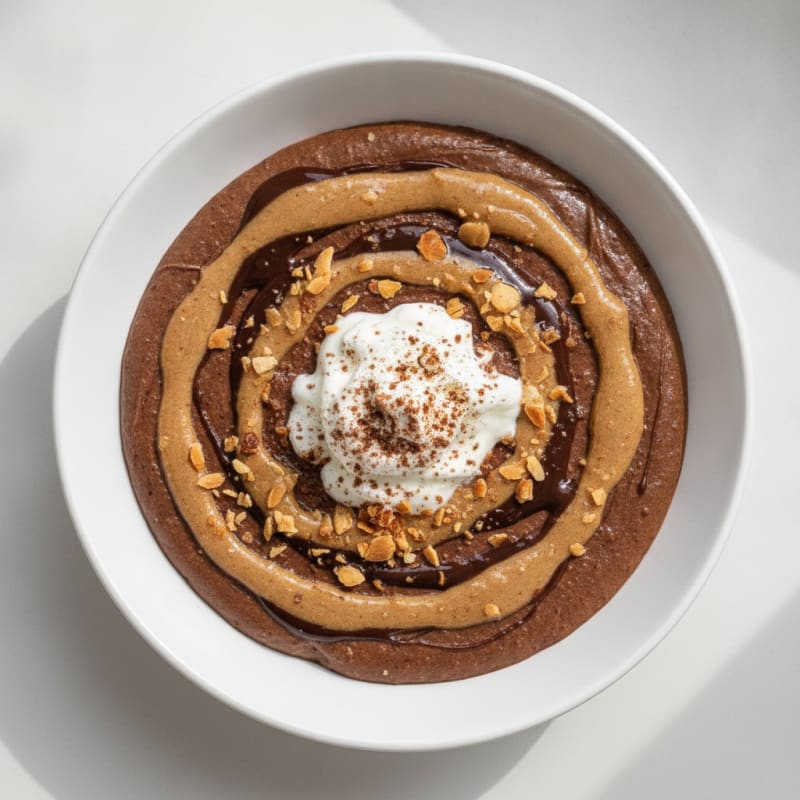 Silky Chocolate Protein Pudding with Almond Butter Swirl