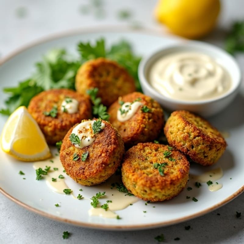 Crispy Baked Falafel with Lemon Tahini Drizzle