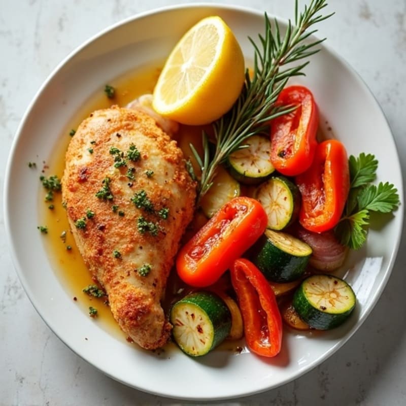 Crispy Lemon-Herb Baked Chicken with Roasted Vegetables