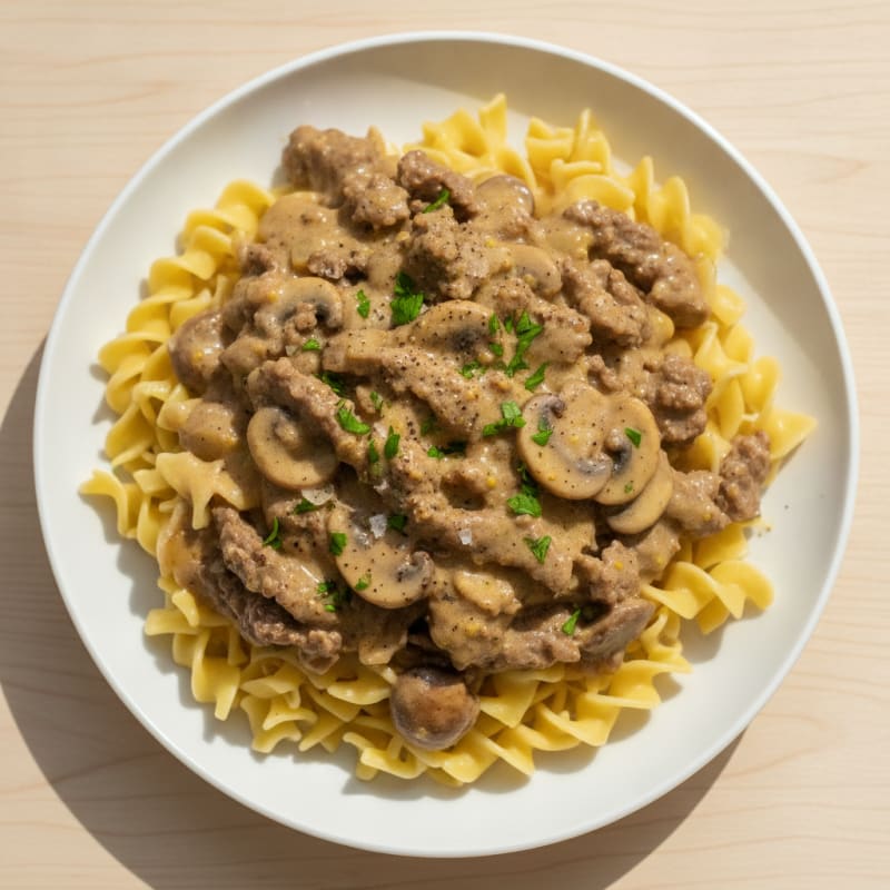 Beef Stroganoff with Egg Noodles