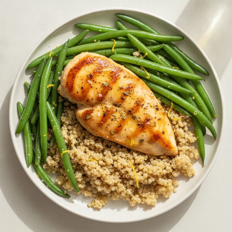 Lemon Herb Chicken with Quinoa and Green Beans
