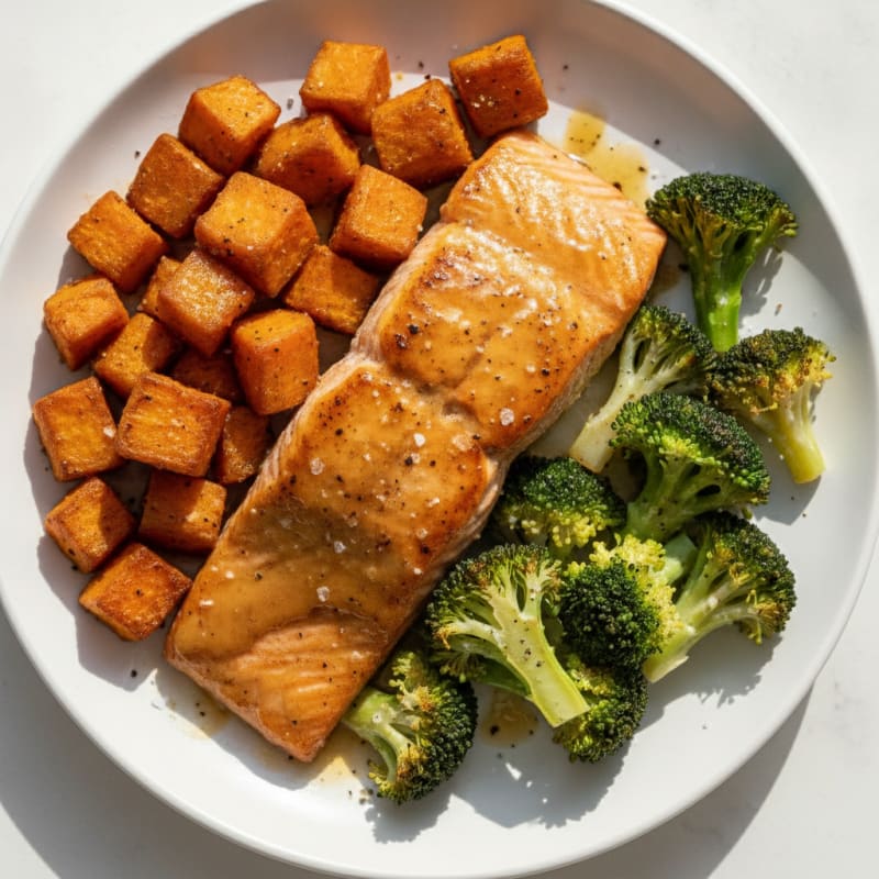 Maple-Glazed Salmon with Roasted Sweet Potatoes