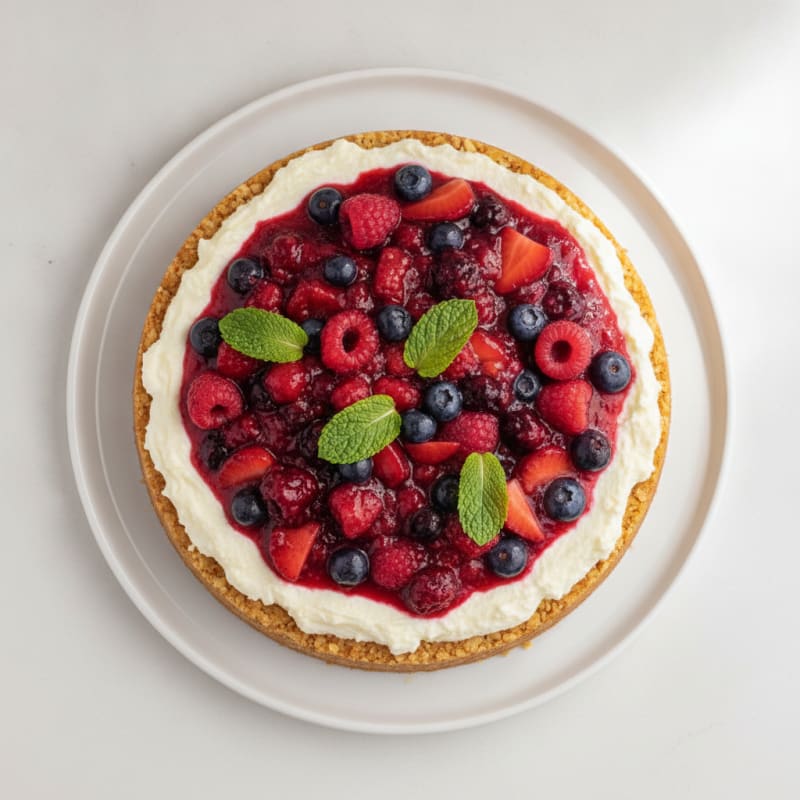 Silky Greek Yogurt Protein Cheesecake with Mixed Berries