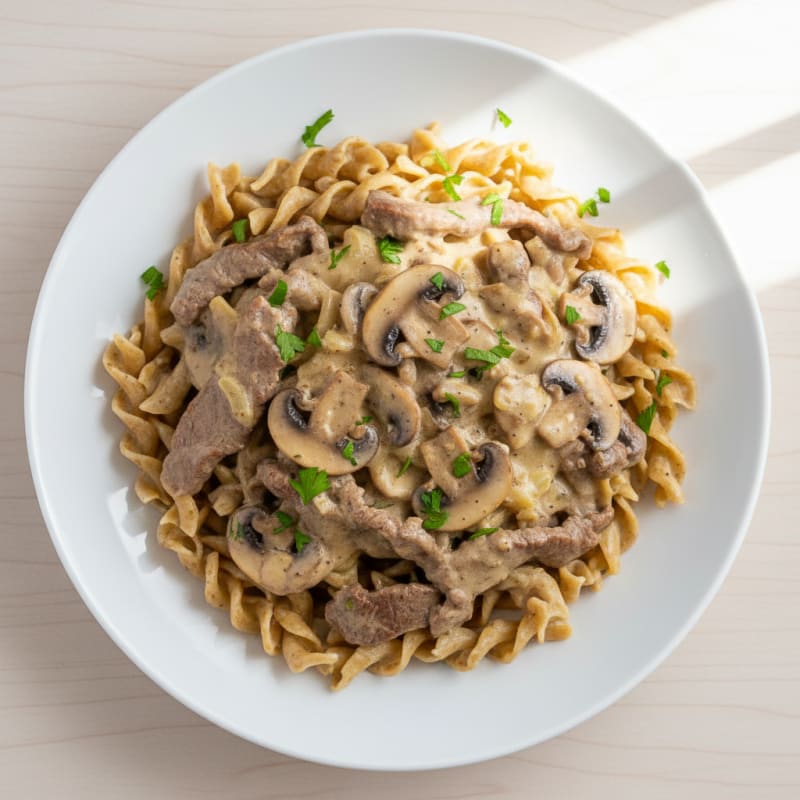 Tender Creamy Beef Stroganoff with Mushrooms