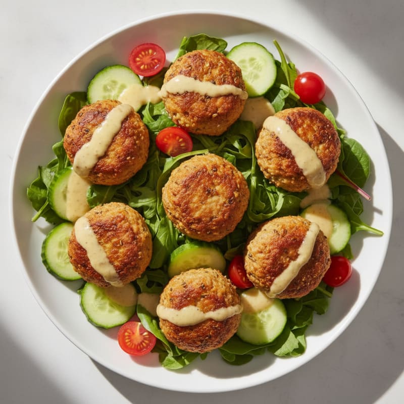 Italian Meatball Salad with Creamy Herb Dressing