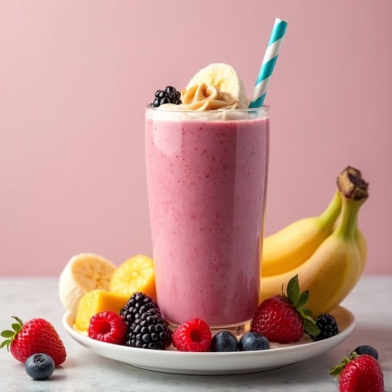 Creamy Berry Banana Pineapple Peanut Butter Smoothie