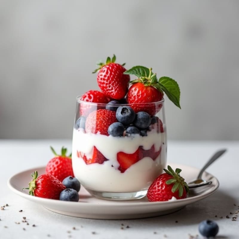 Creamy Bio Yoghurt Parfait with Mixed Berries and Chia Seeds
