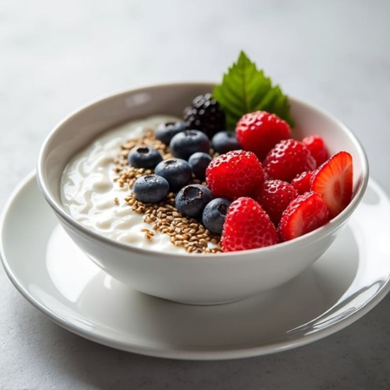 Creamy Greek Yogurt Bowl with Hemp Seeds and Mixed Berries