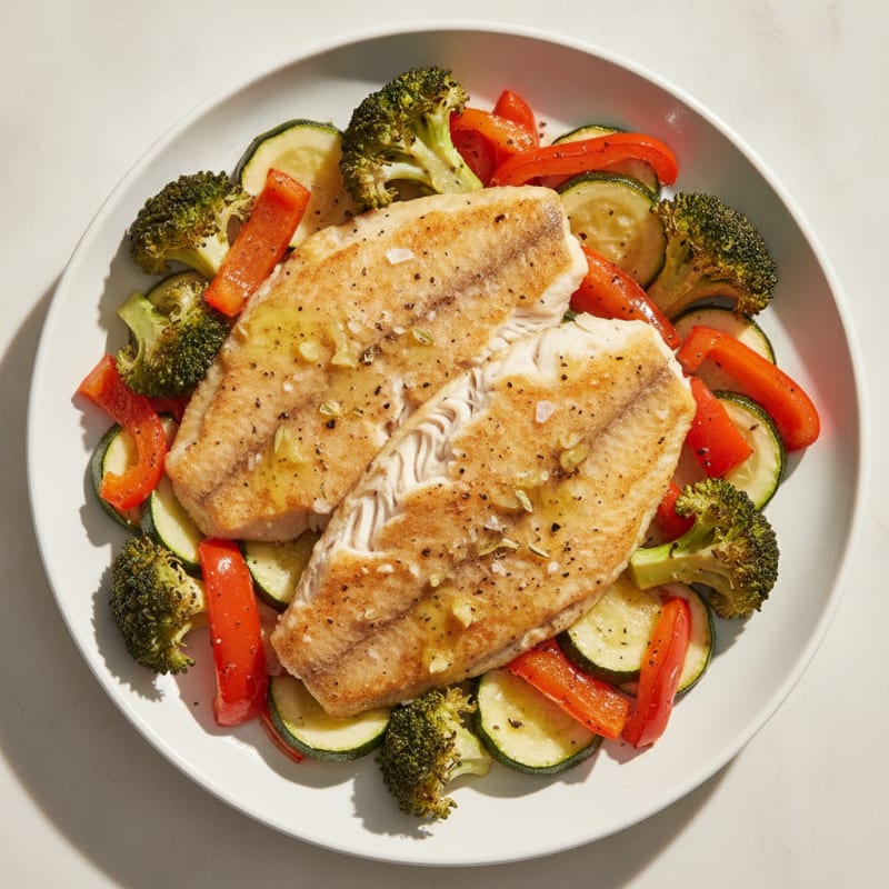 Baked Tilapia with Roasted Vegetables