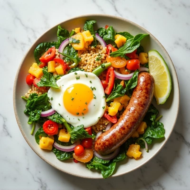 Egg White Veggie Scramble with Turkey Sausage