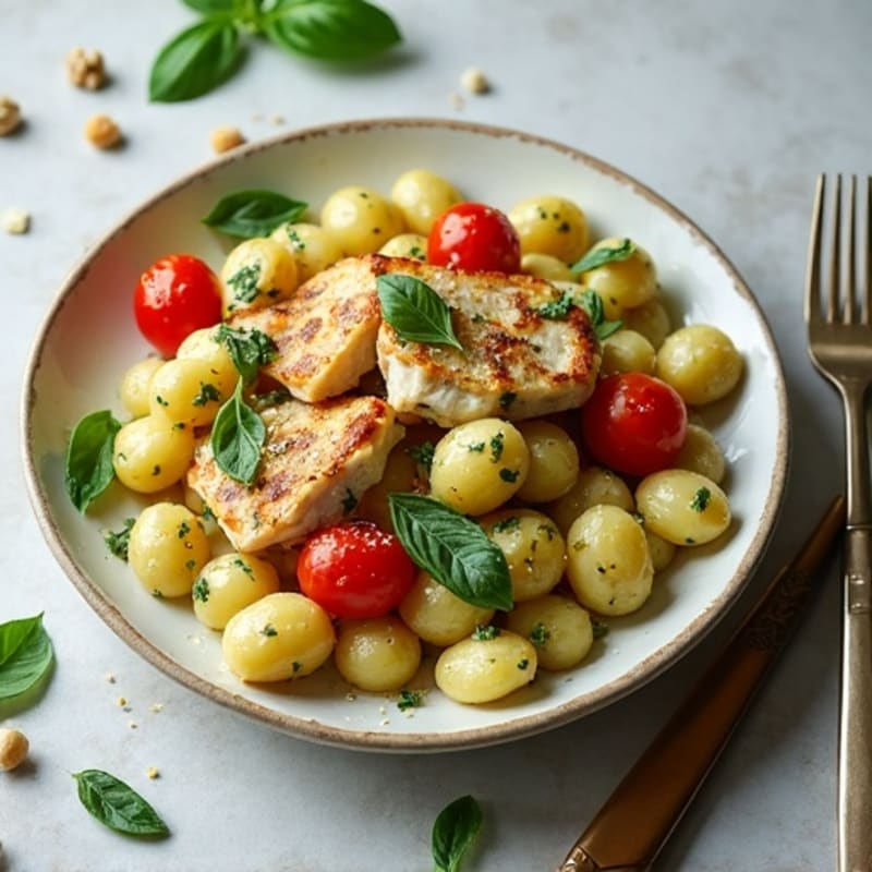 Creamy Basil Pesto Gnocchi with Roasted Tomatoes