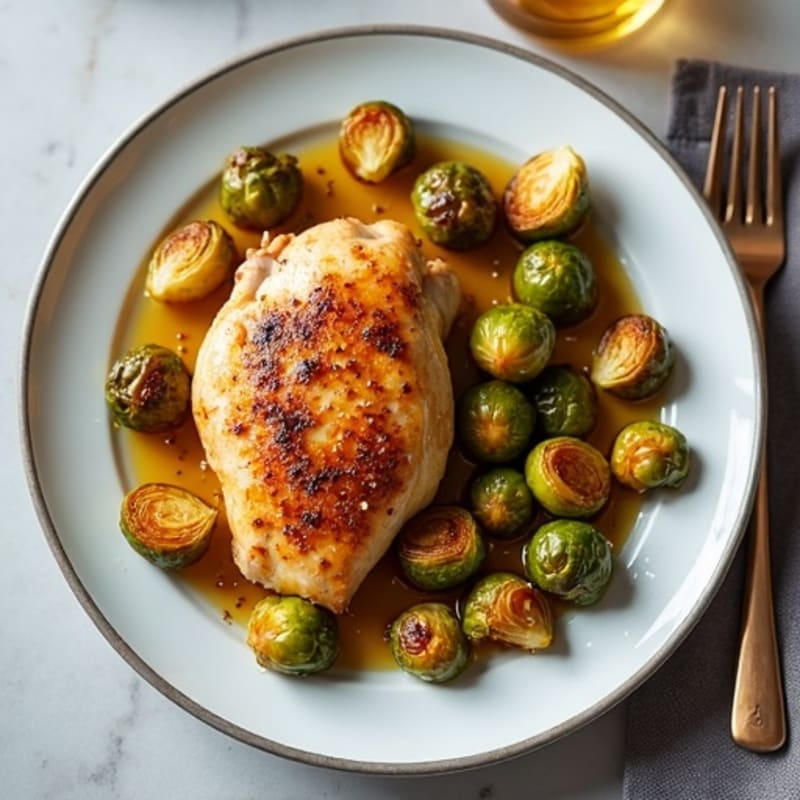 Honey-Dijon Roasted Chicken with Crispy Brussels Sprouts