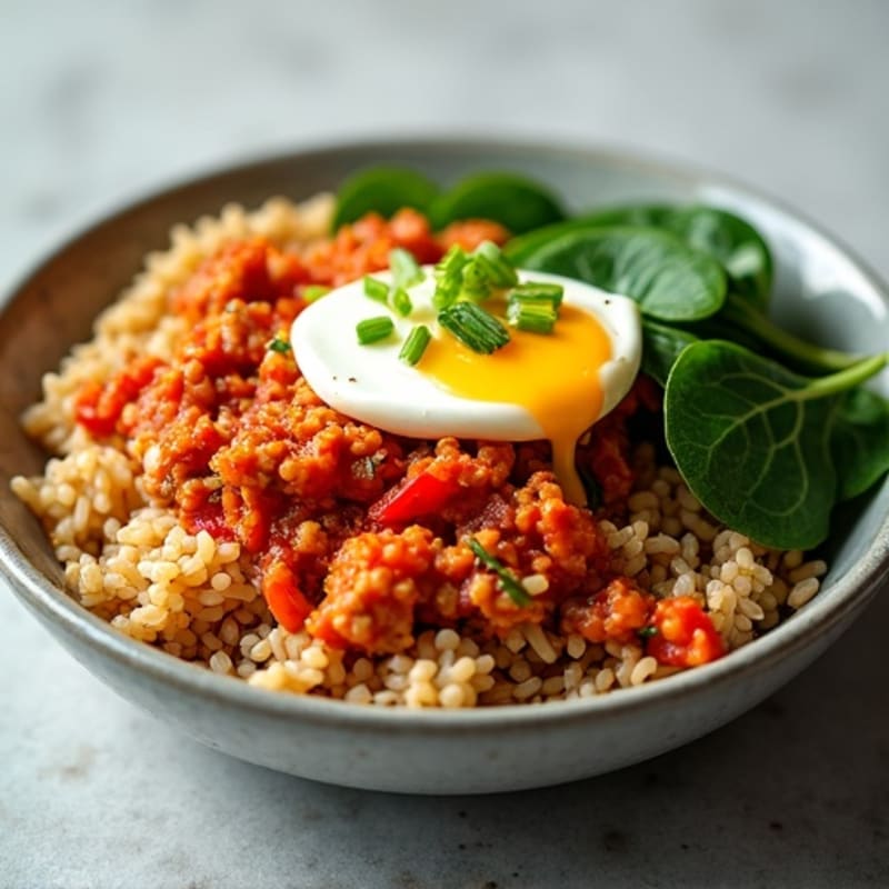 Crispy Kimchi Rice with Lean Ground Turkey and Fresh Veggies