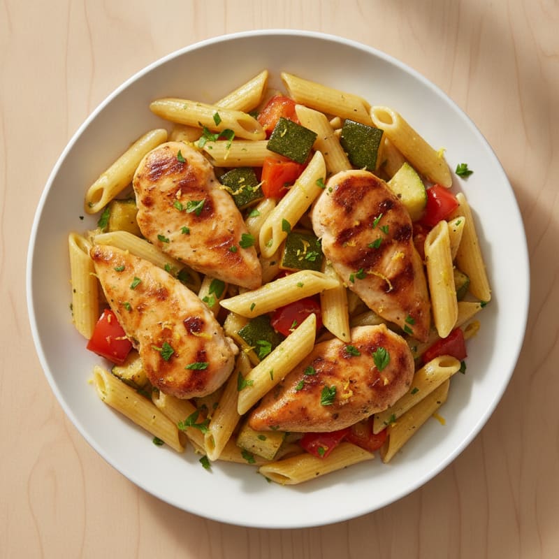 Lemon-Herb Chicken Pasta with Roasted Vegetables