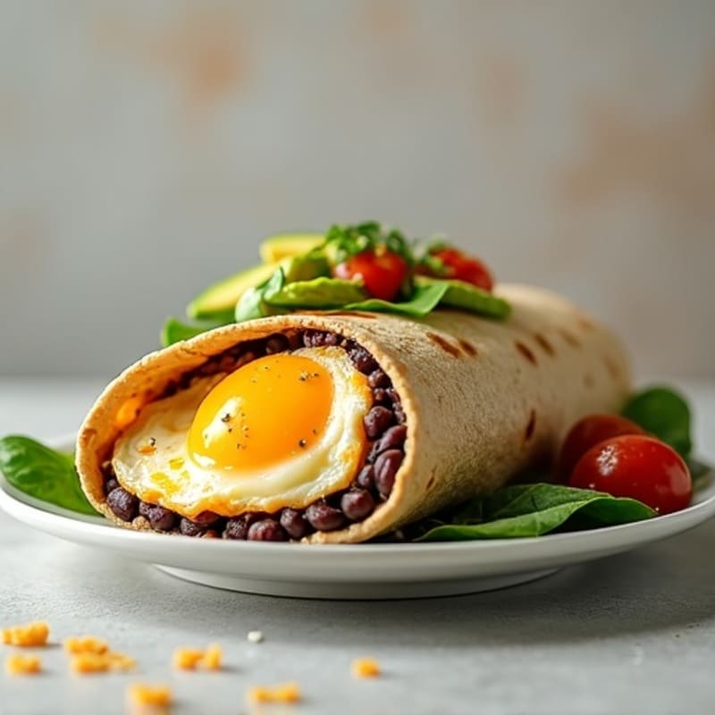 Fluffy Egg and Black Bean Breakfast Burrito